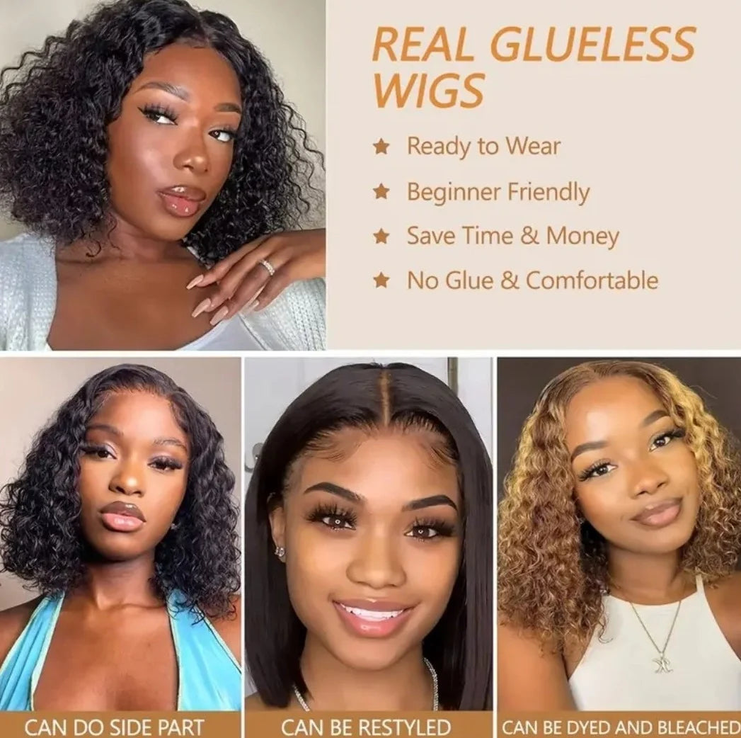 Curl Boss — Brazilian Deep Wave Bob Wig | 10" Glueless Lace